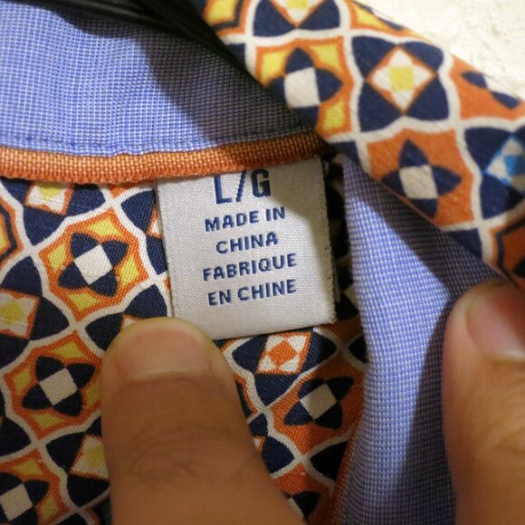 Tommy Bahama Shirt Mens Large Short Sleeve Button Silk Orange Yellow Stars - Picture 4 of 7